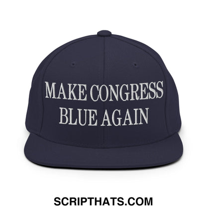 Make Congress Blue Again Embroidered Flat Bill Brim Snapback Hat Navy