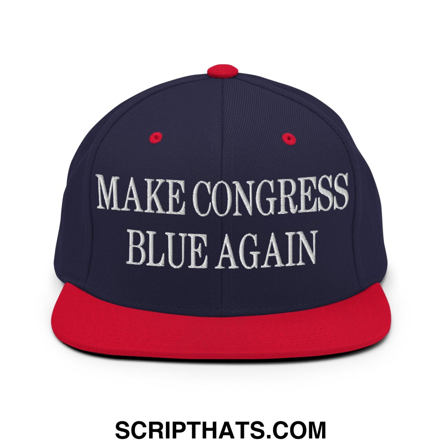Make Congress Blue Again Embroidered Flat Bill Brim Snapback Hat Navy Red