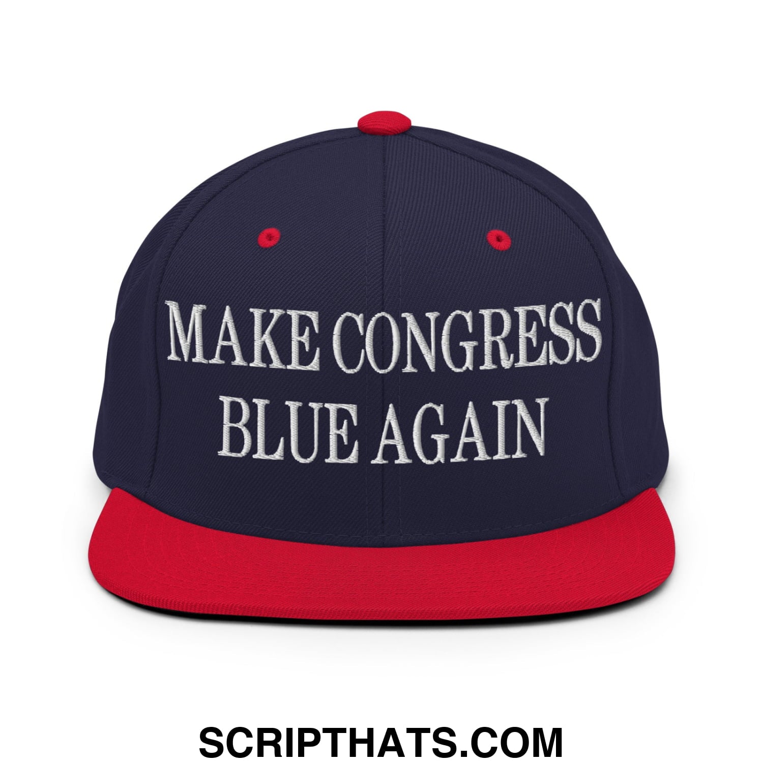 Make Congress Blue Again Embroidered Flat Bill Brim Snapback Hat Navy Red