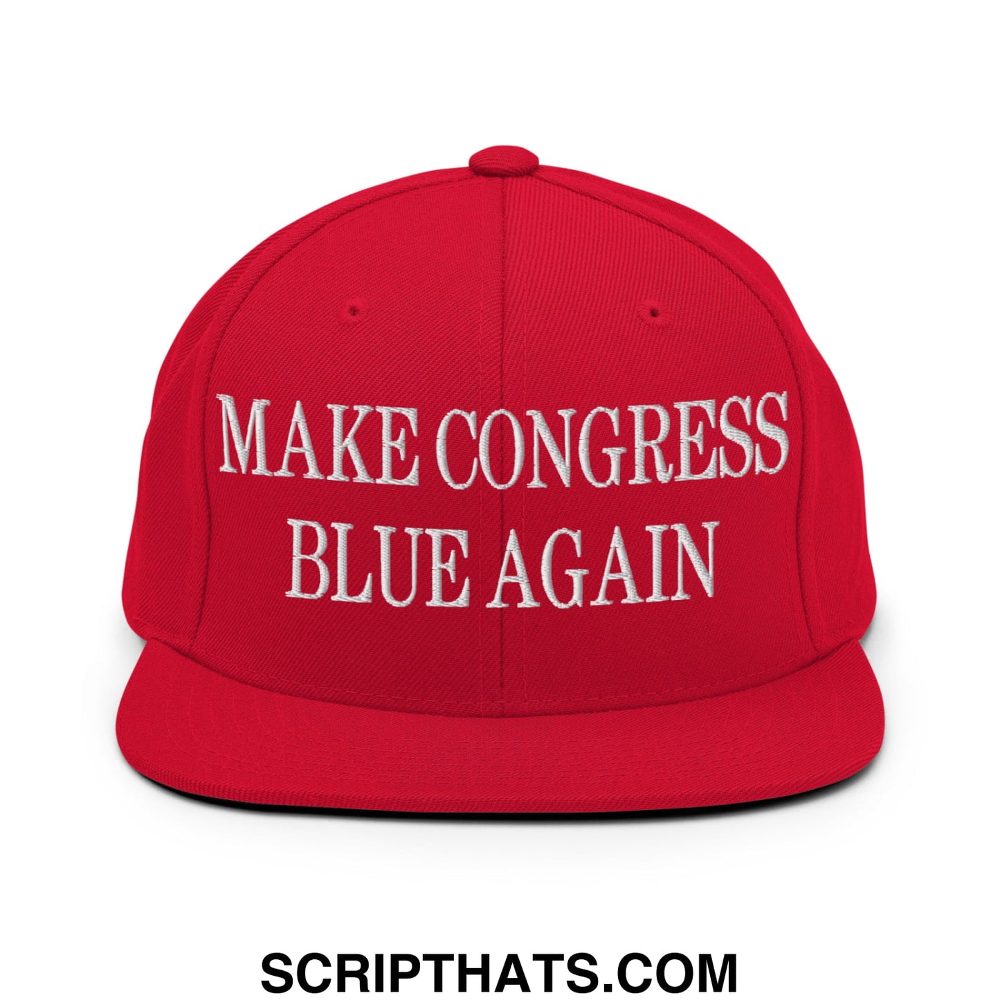Make Congress Blue Again Embroidered Flat Bill Brim Snapback Hat Red