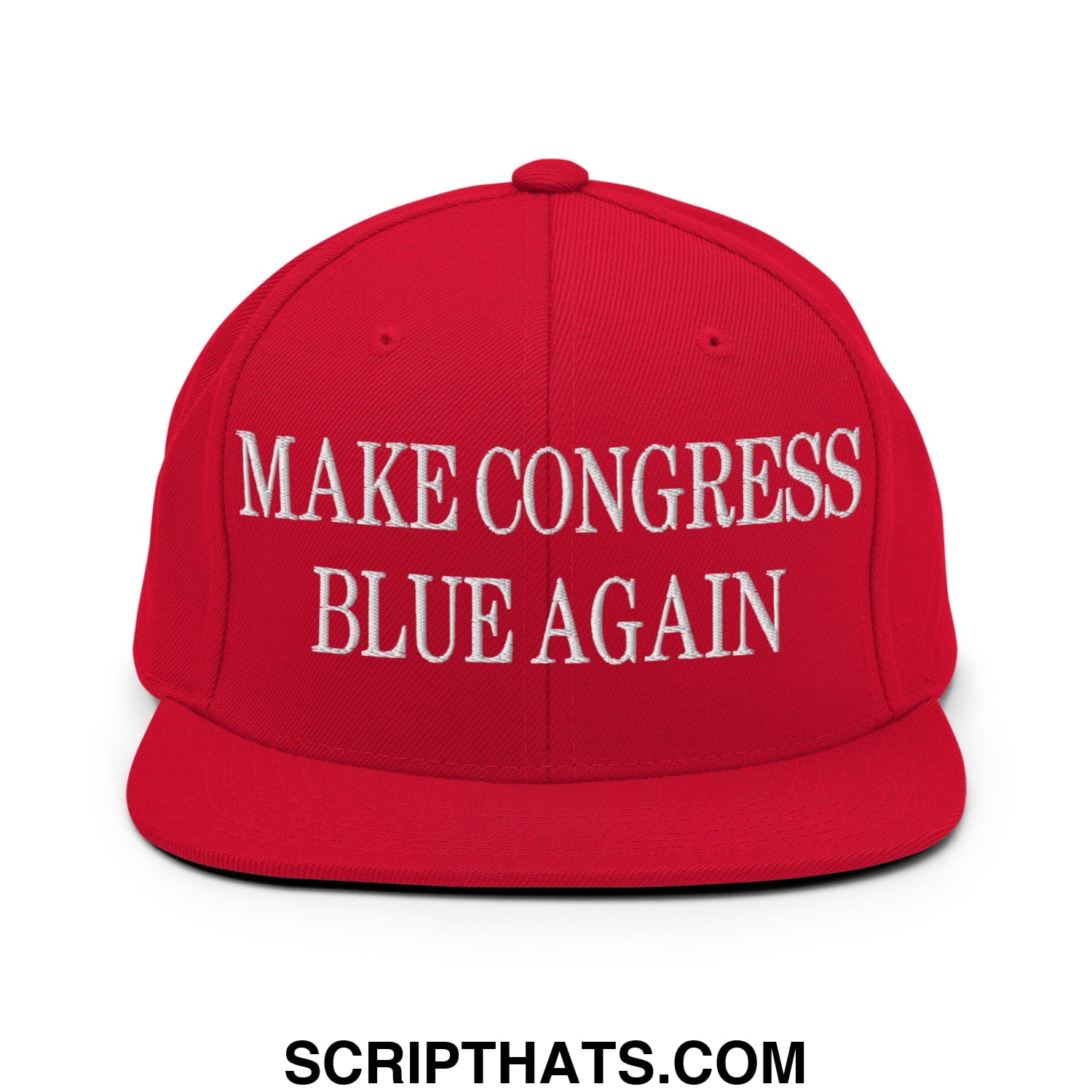 Make Congress Blue Again Embroidered Flat Bill Brim Snapback Hat Red