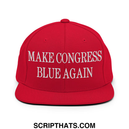 Make Congress Blue Again Embroidered Flat Bill Brim Snapback Hat Red