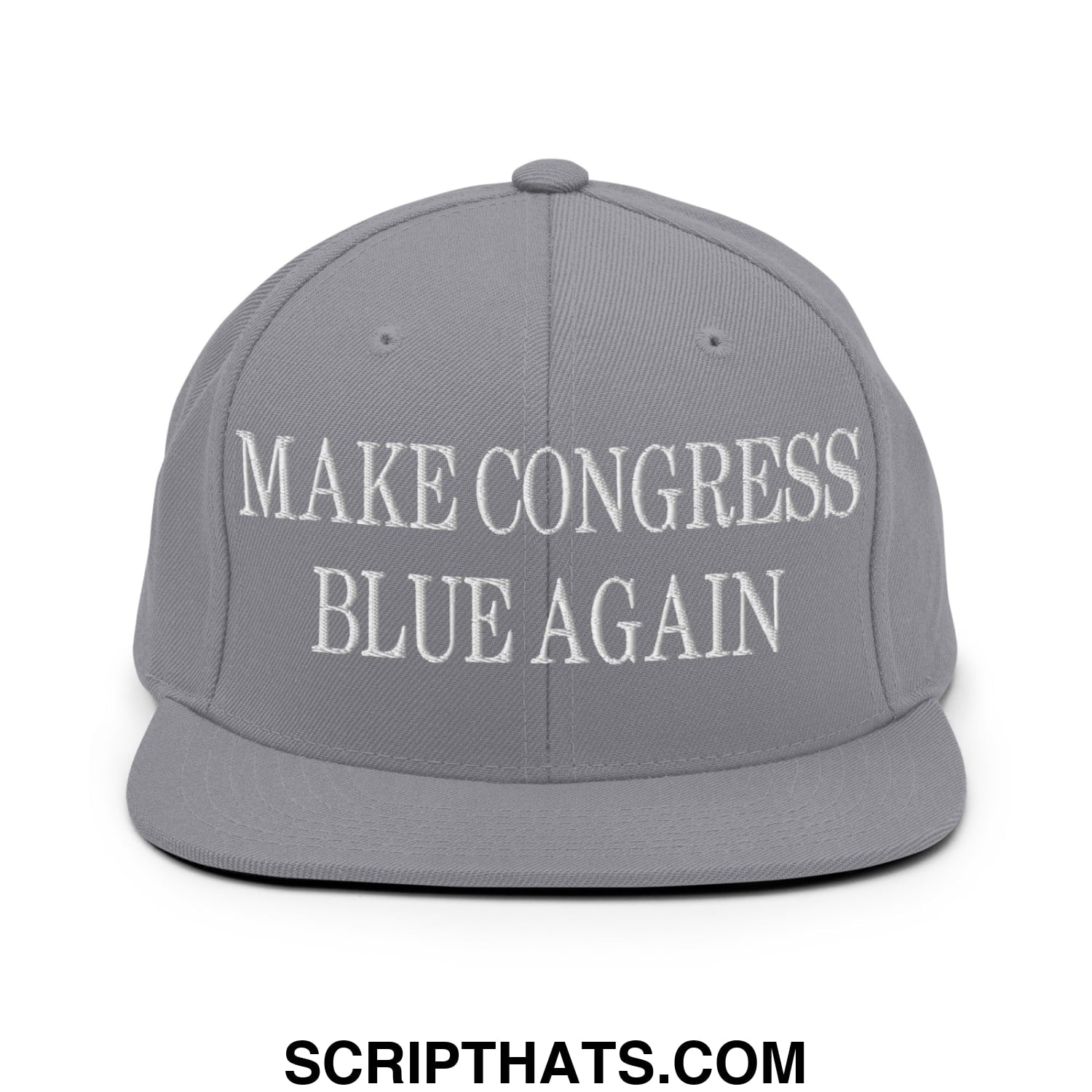 Make Congress Blue Again Embroidered Flat Bill Brim Snapback Hat Silver