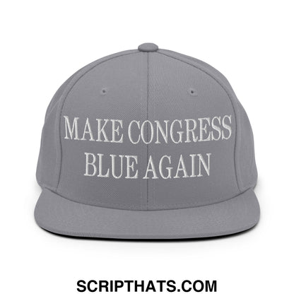 Make Congress Blue Again Embroidered Flat Bill Brim Snapback Hat Silver