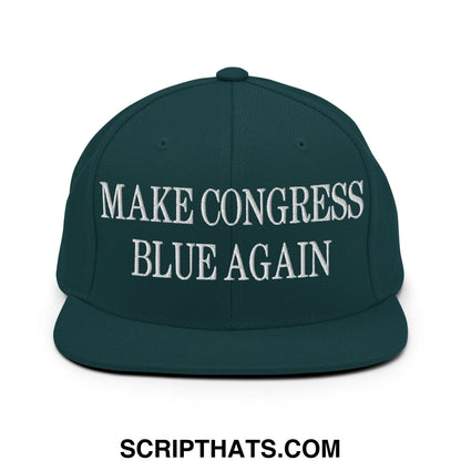 Make Congress Blue Again Embroidered Flat Bill Brim Snapback Hat Spruce