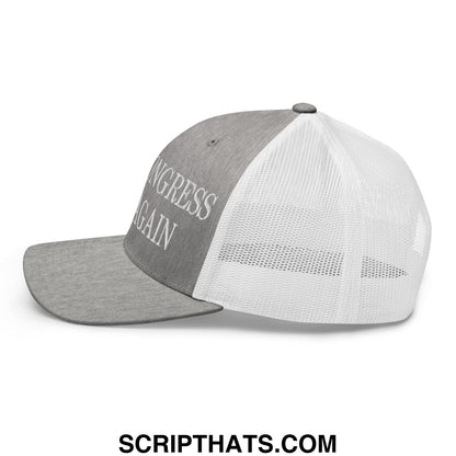 Make Congress Blue Again Embroidered Mesh Trucker Hat Heather Grey White