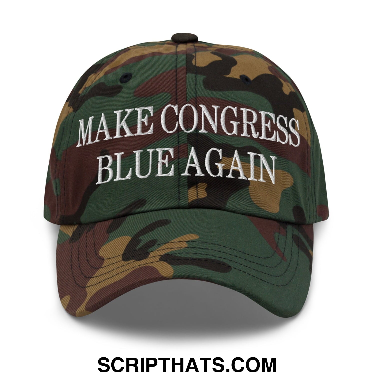 Make Congress Blue Again Embroidered Unstructured Dad Hat Green Camo