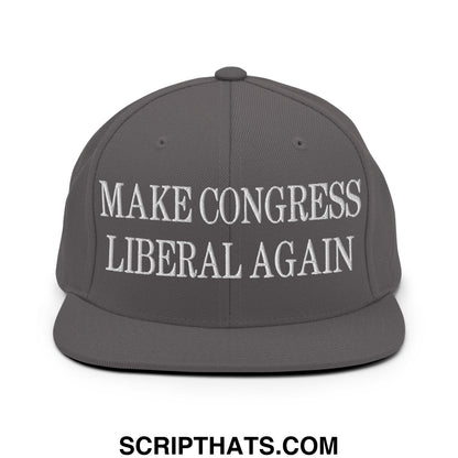 Make Congress Liberal Again Embroidered Flat Bill Brim Snapback Hat Dark Grey