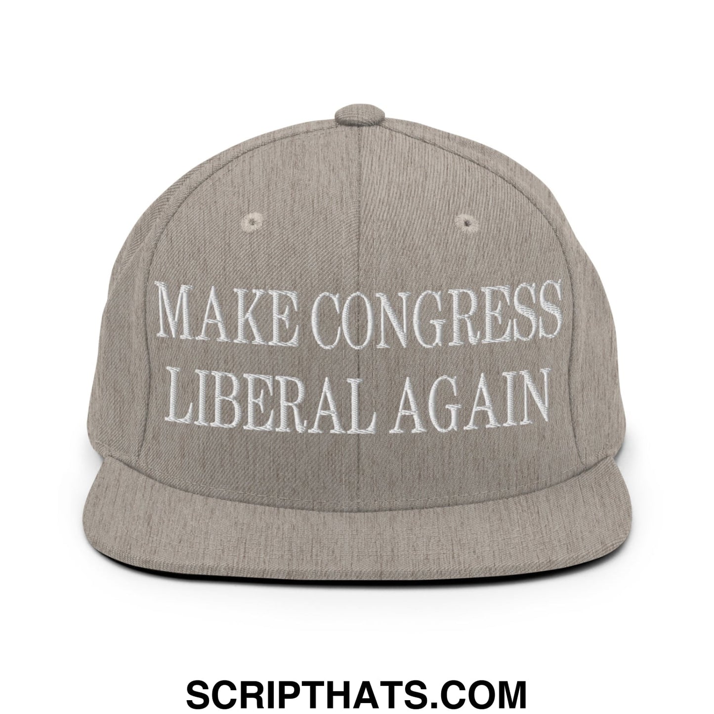 Make Congress Liberal Again Embroidered Flat Bill Brim Snapback Hat Heather Grey