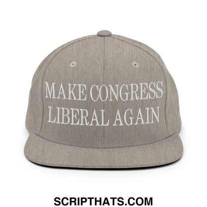 Make Congress Liberal Again Embroidered Flat Bill Brim Snapback Hat Heather Grey