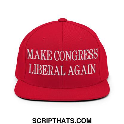Make Congress Liberal Again Embroidered Flat Bill Brim Snapback Hat Red