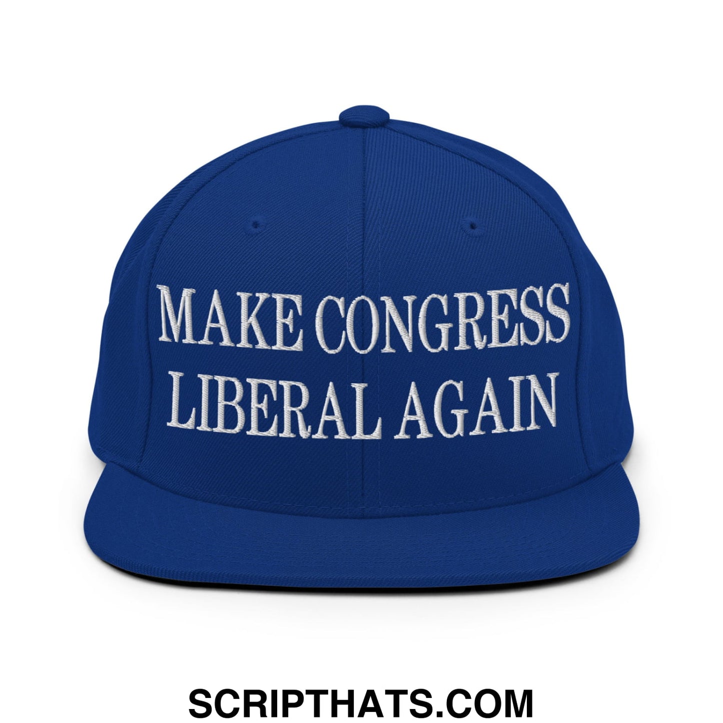 Make Congress Liberal Again Embroidered Flat Bill Brim Snapback Hat Royal Blue
