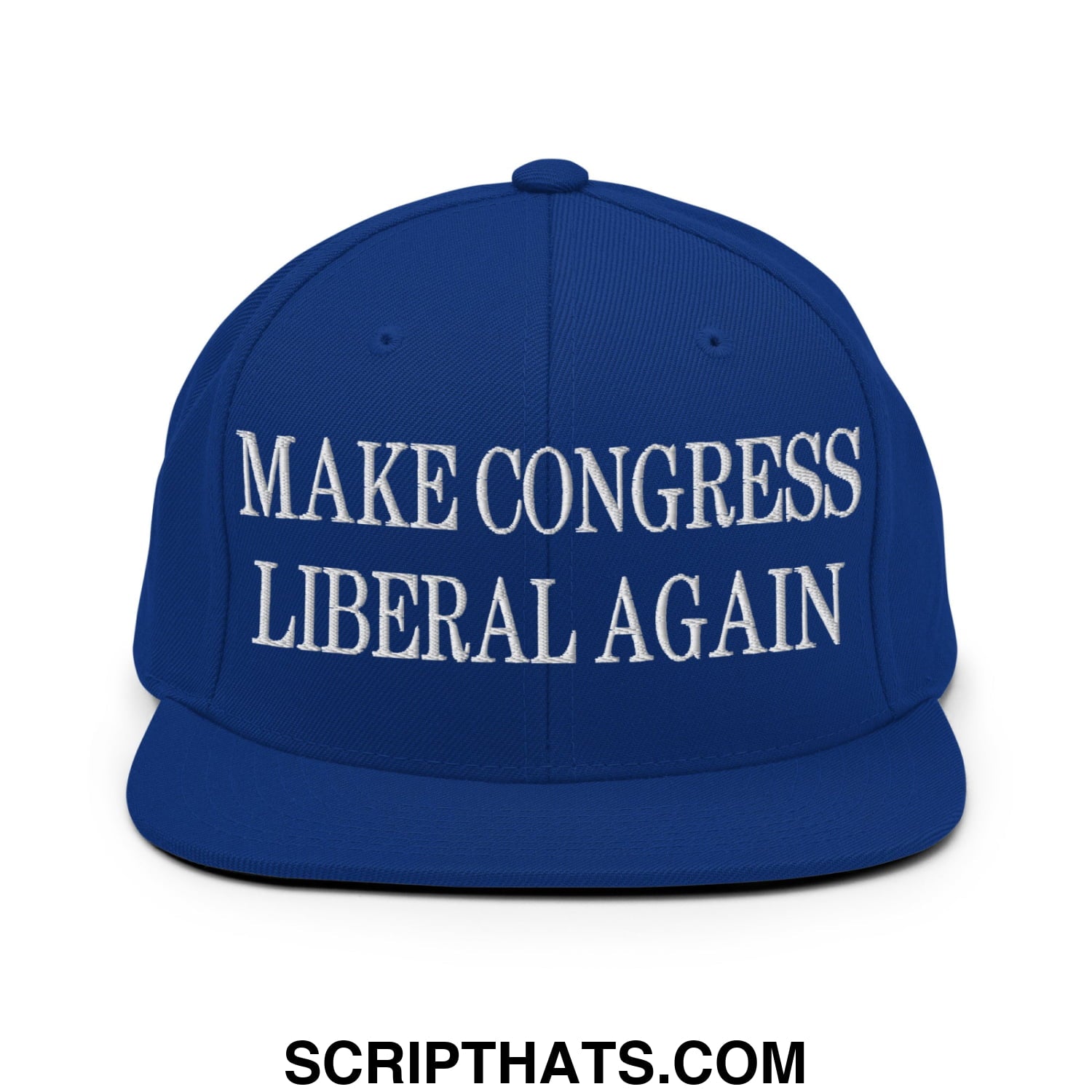 Make Congress Liberal Again Embroidered Flat Bill Brim Snapback Hat Royal Blue