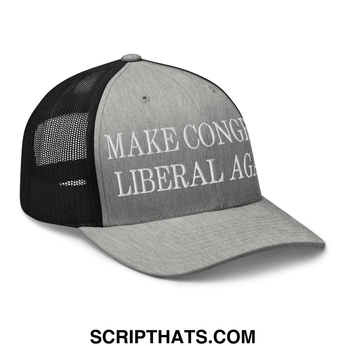 Make Congress Liberal Again Embroidered Mesh Trucker Hat Heather Black