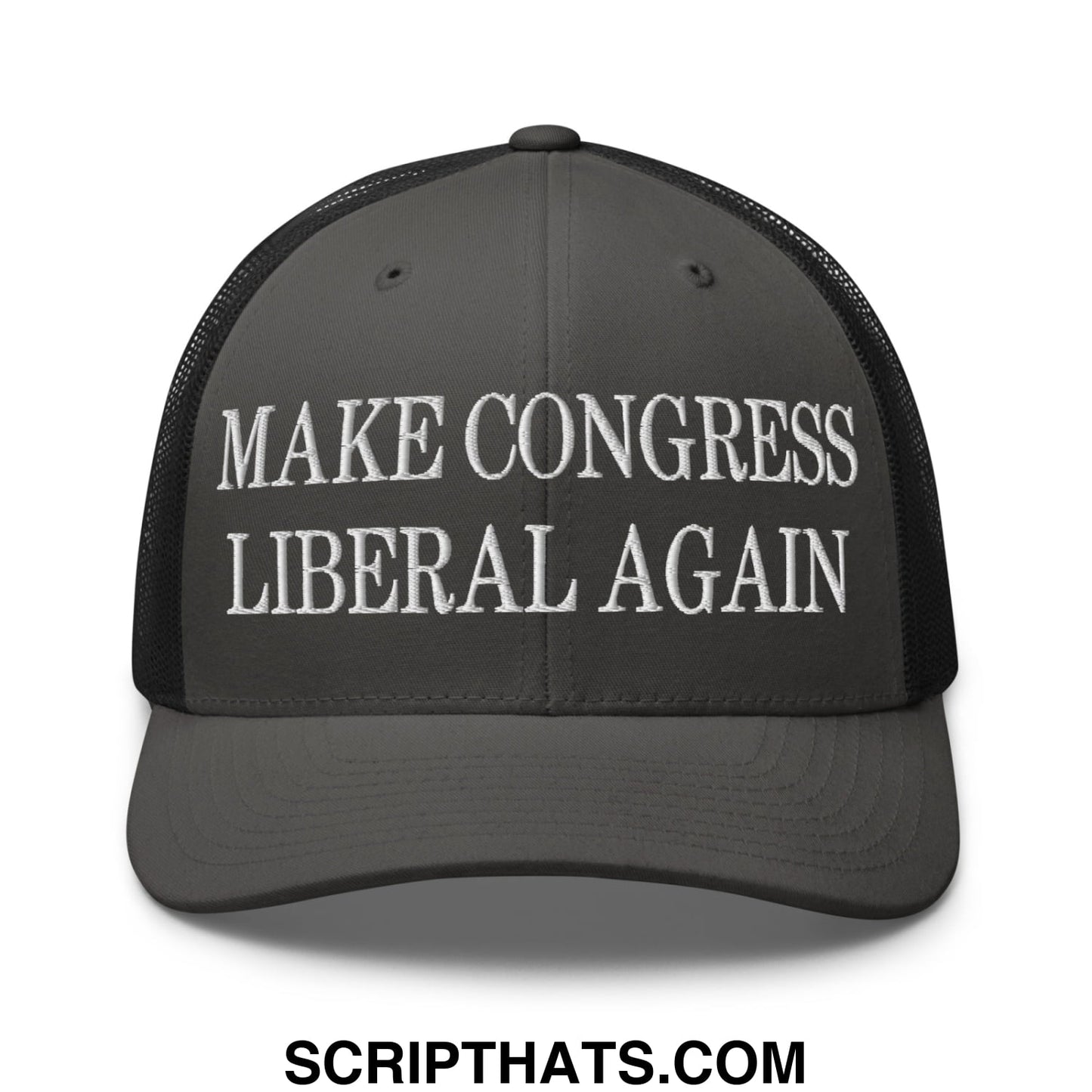 Make Congress Liberal Again Embroidered Mesh Trucker Hat Charcoal Black
