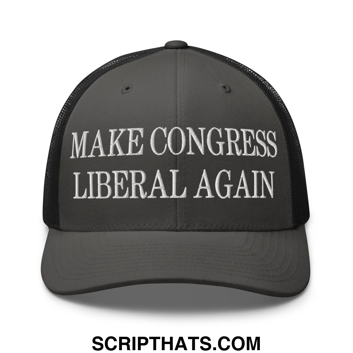 Make Congress Liberal Again Embroidered Mesh Trucker Hat Charcoal Black