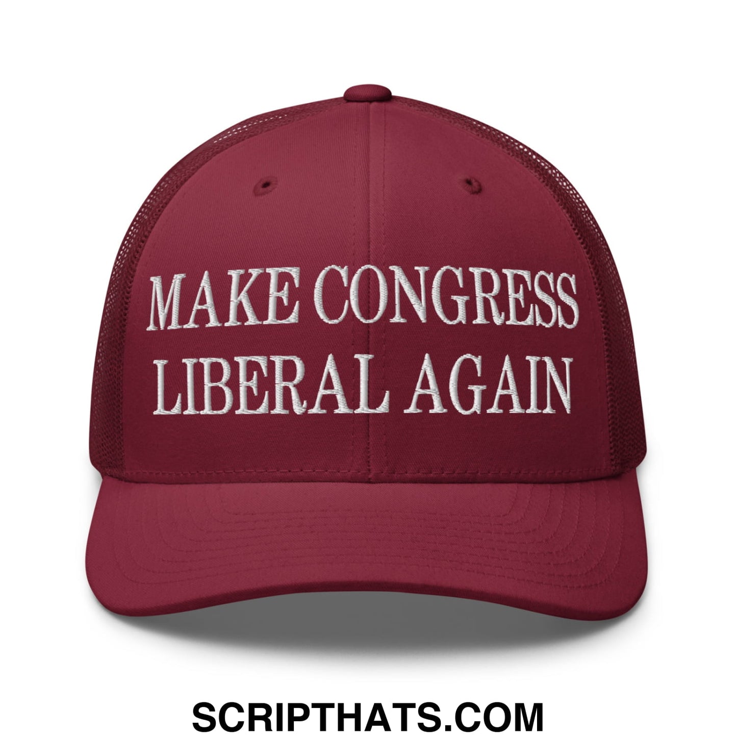Make Congress Liberal Again Embroidered Mesh Trucker Hat Cranberry
