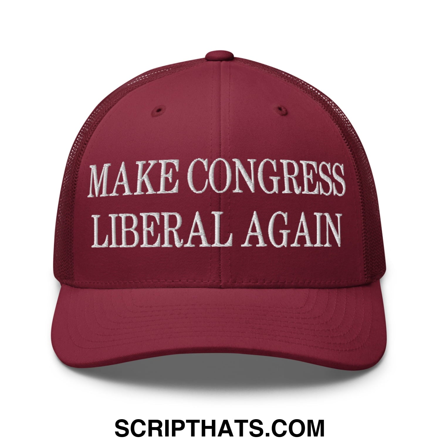 Make Congress Liberal Again Embroidered Mesh Trucker Hat Cranberry