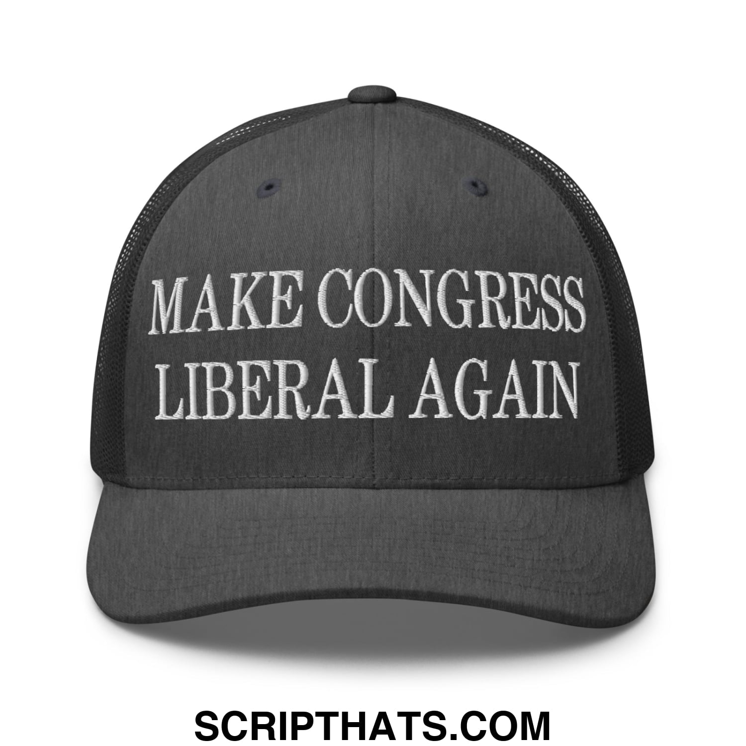 Make Congress Liberal Again Embroidered Mesh Trucker Hat Dark Heather Gray