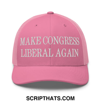 Make Congress Liberal Again Embroidered Mesh Trucker Hat Pink