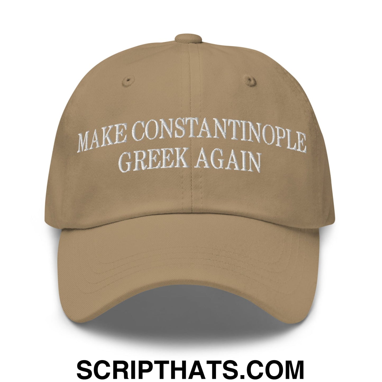 Make Constantinople Greek Again Embroidered Unstructured Dad Hat Khaki