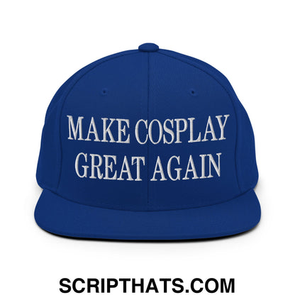 Make Cosplay Great Again Embroidered Flat Bill Brim Snapback Hat Royal Blue