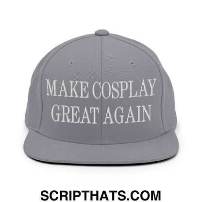Make Cosplay Great Again Embroidered Flat Bill Brim Snapback Hat Silver