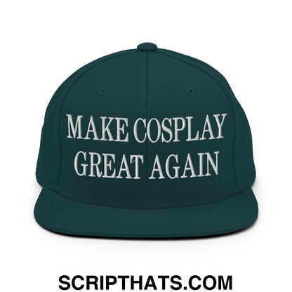Make Cosplay Great Again Embroidered Flat Bill Brim Snapback Hat Spruce