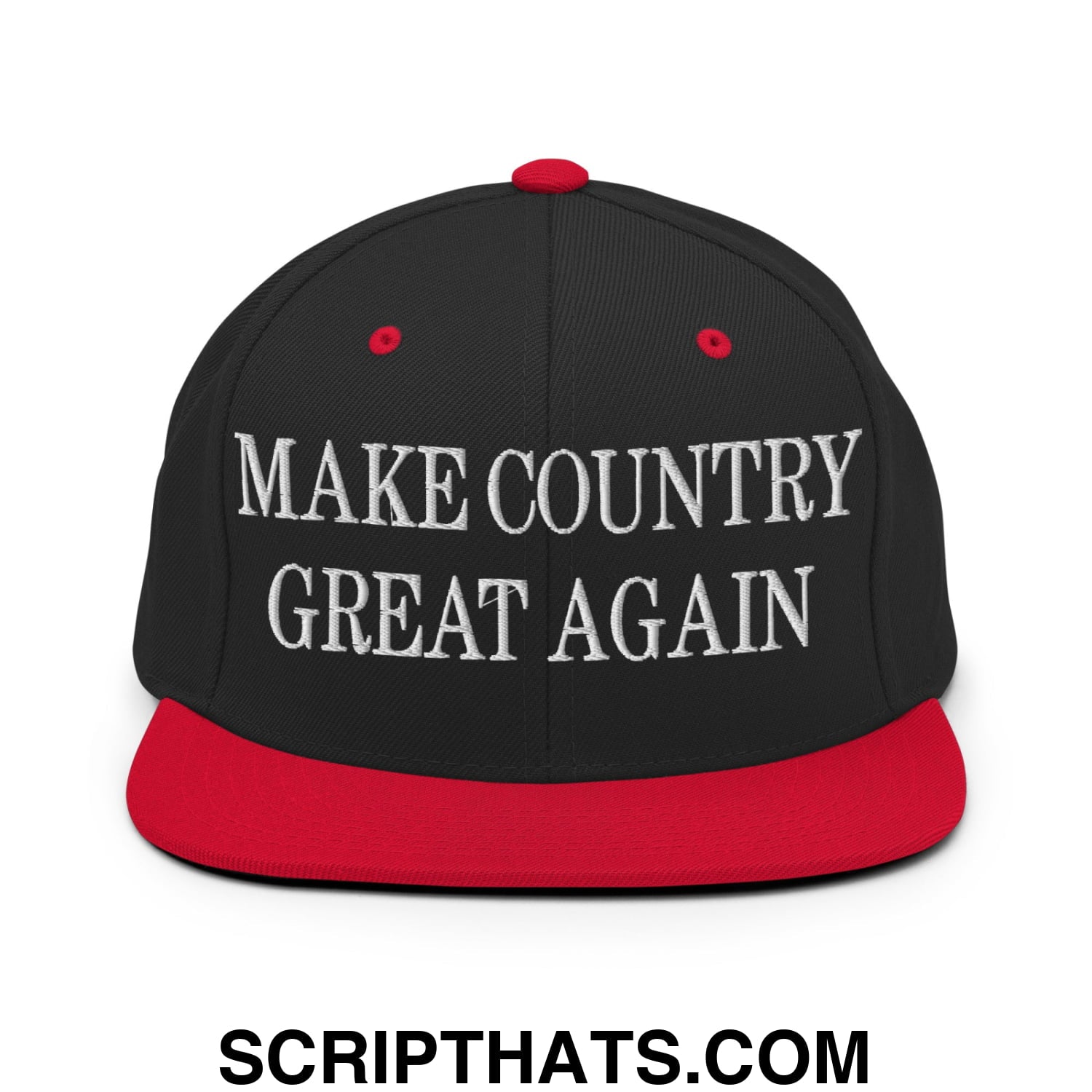Make Country Great Again Embroidered Flat Bill Brim Snapback Hat Black Red