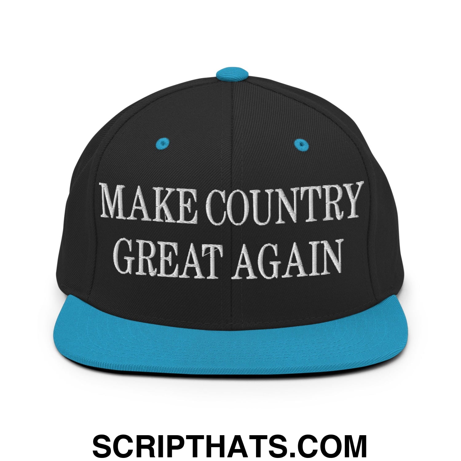 Make Country Great Again Embroidered Flat Bill Brim Snapback Hat Black Teal
