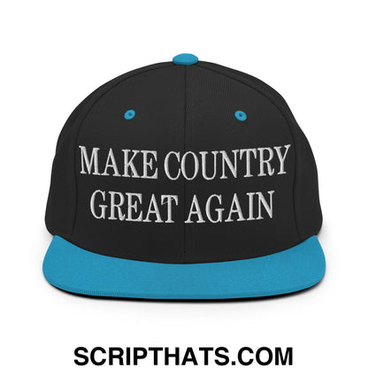 Make Country Great Again Embroidered Flat Bill Brim Snapback Hat Black Teal
