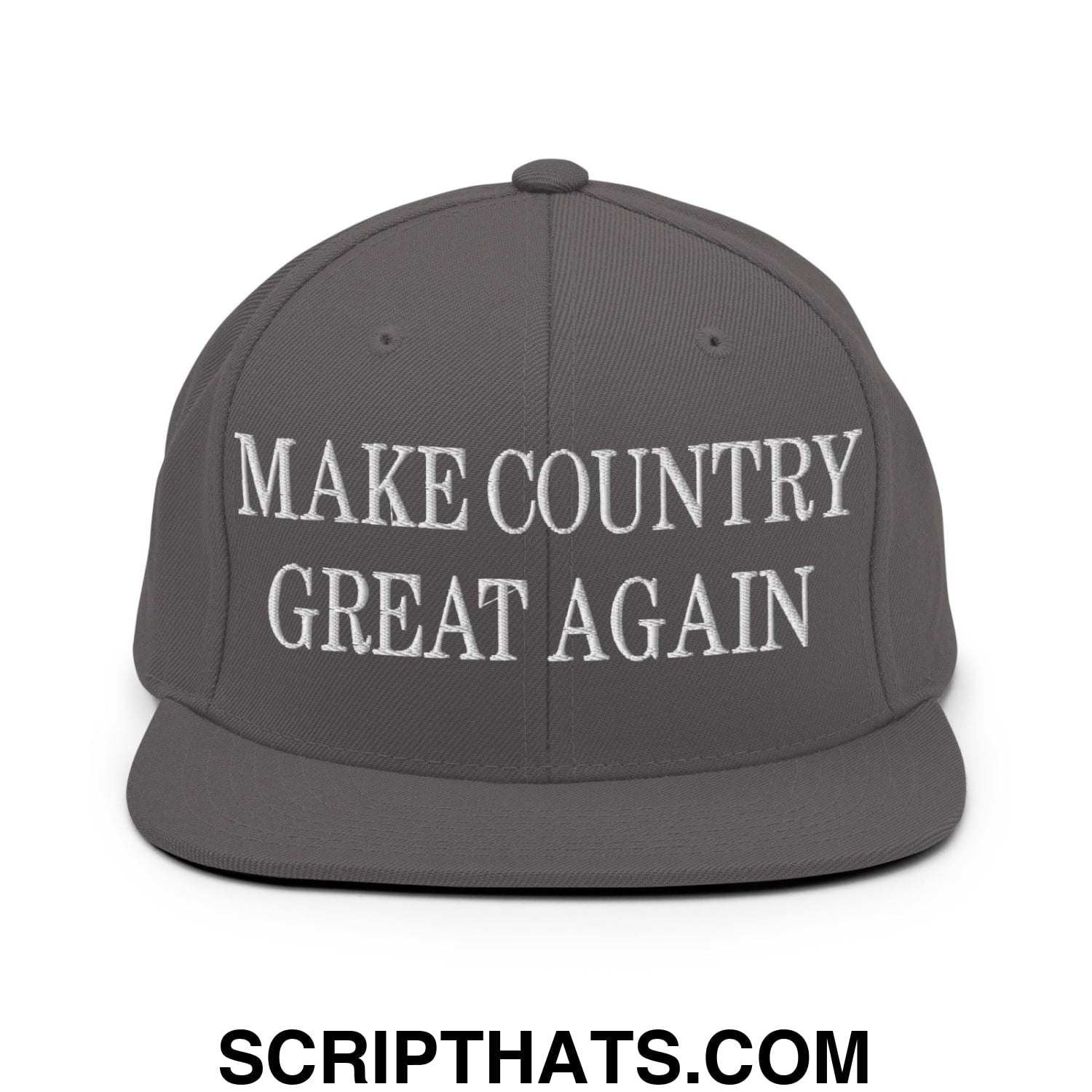 Make Country Great Again Embroidered Flat Bill Brim Snapback Hat Dark Grey