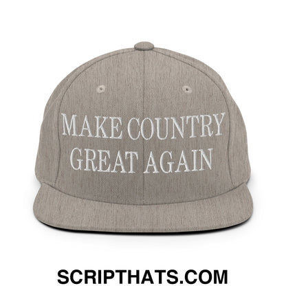 Make Country Great Again Embroidered Flat Bill Brim Snapback Hat Heather Grey