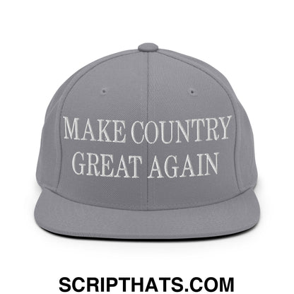 Make Country Great Again Embroidered Flat Bill Brim Snapback Hat Silver