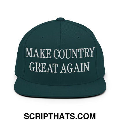 Make Country Great Again Embroidered Flat Bill Brim Snapback Hat Spruce