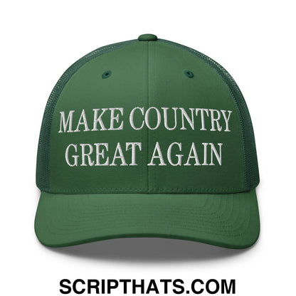 Make Country Great Again Embroidered Mesh Trucker Hat Evergreen