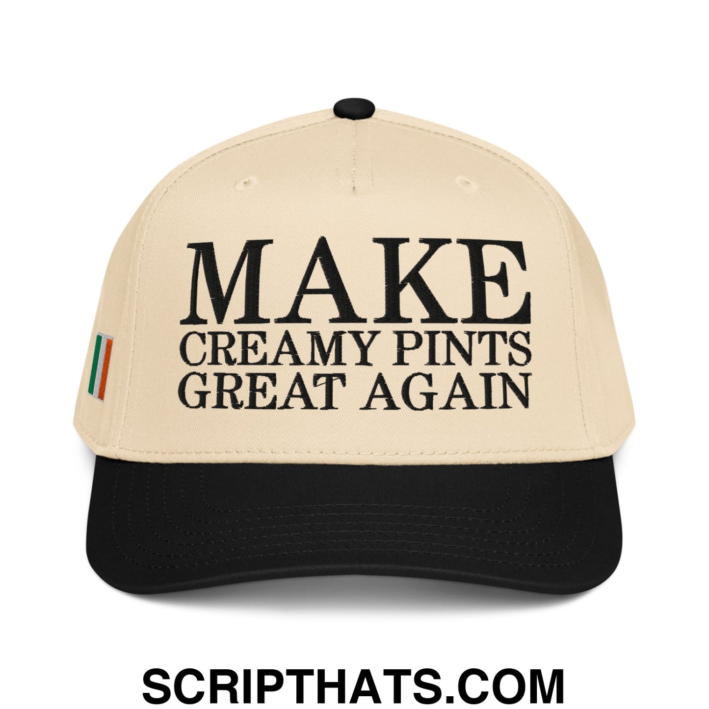 Make Creamy Pints Great Again Embroidered Baseball Snapback Hat Black Natural