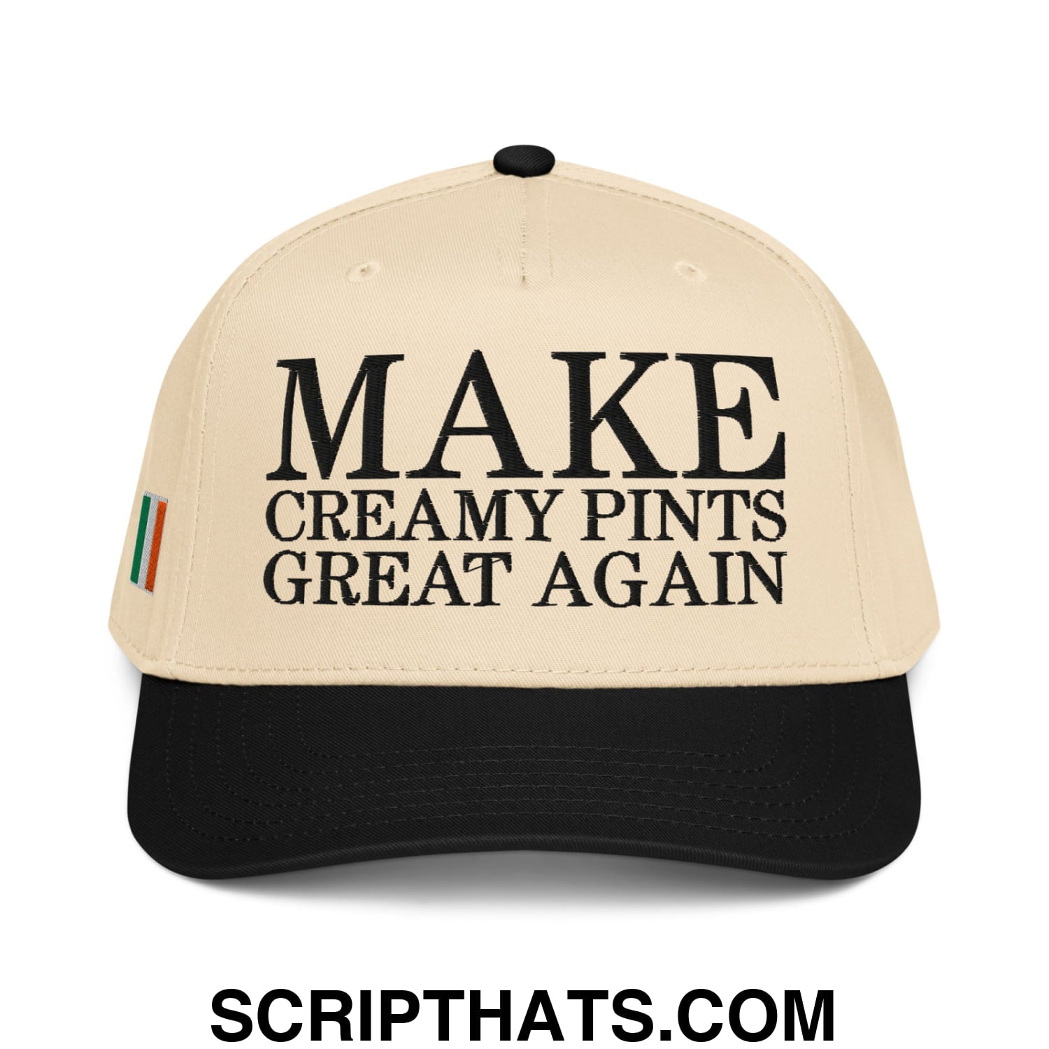 Make Creamy Pints Great Again Embroidered Baseball Snapback Hat Black Natural