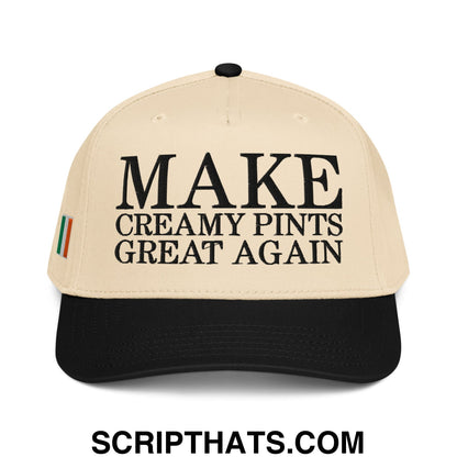 Make Creamy Pints Great Again Embroidered Baseball Snapback Hat Black Natural