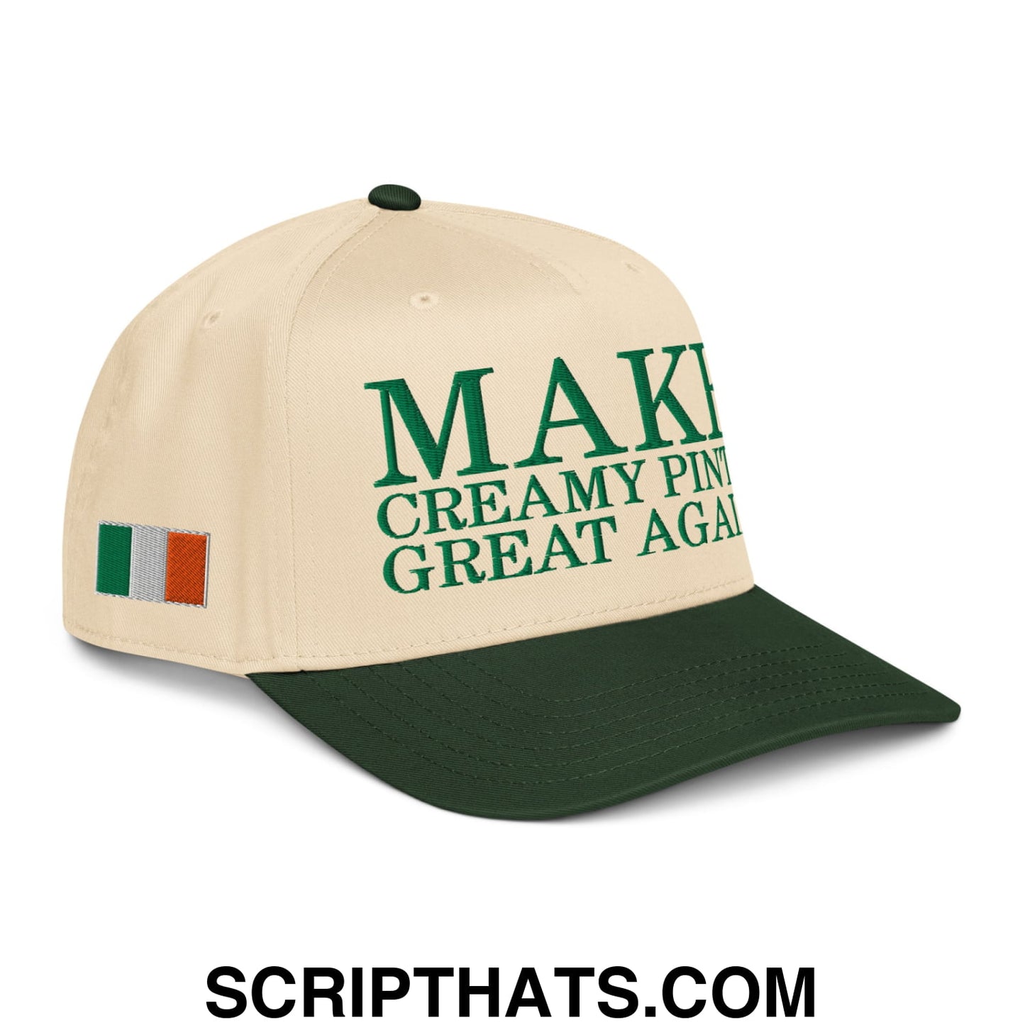 Make Creamy Pints Great Again Embroidered Baseball Snapback Hat Dark Green Natural