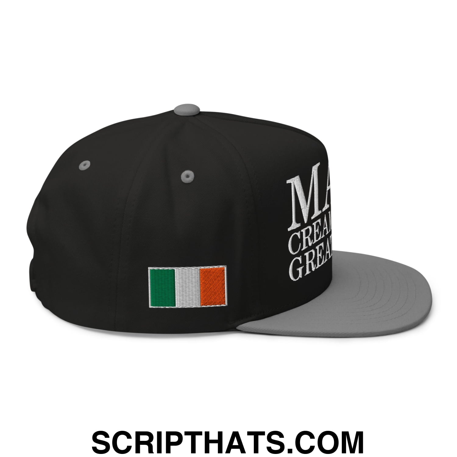 Make Creamy Pints Great Again Embroidered Flat Bill Brim 5 Panel Snapback Hat Black Grey