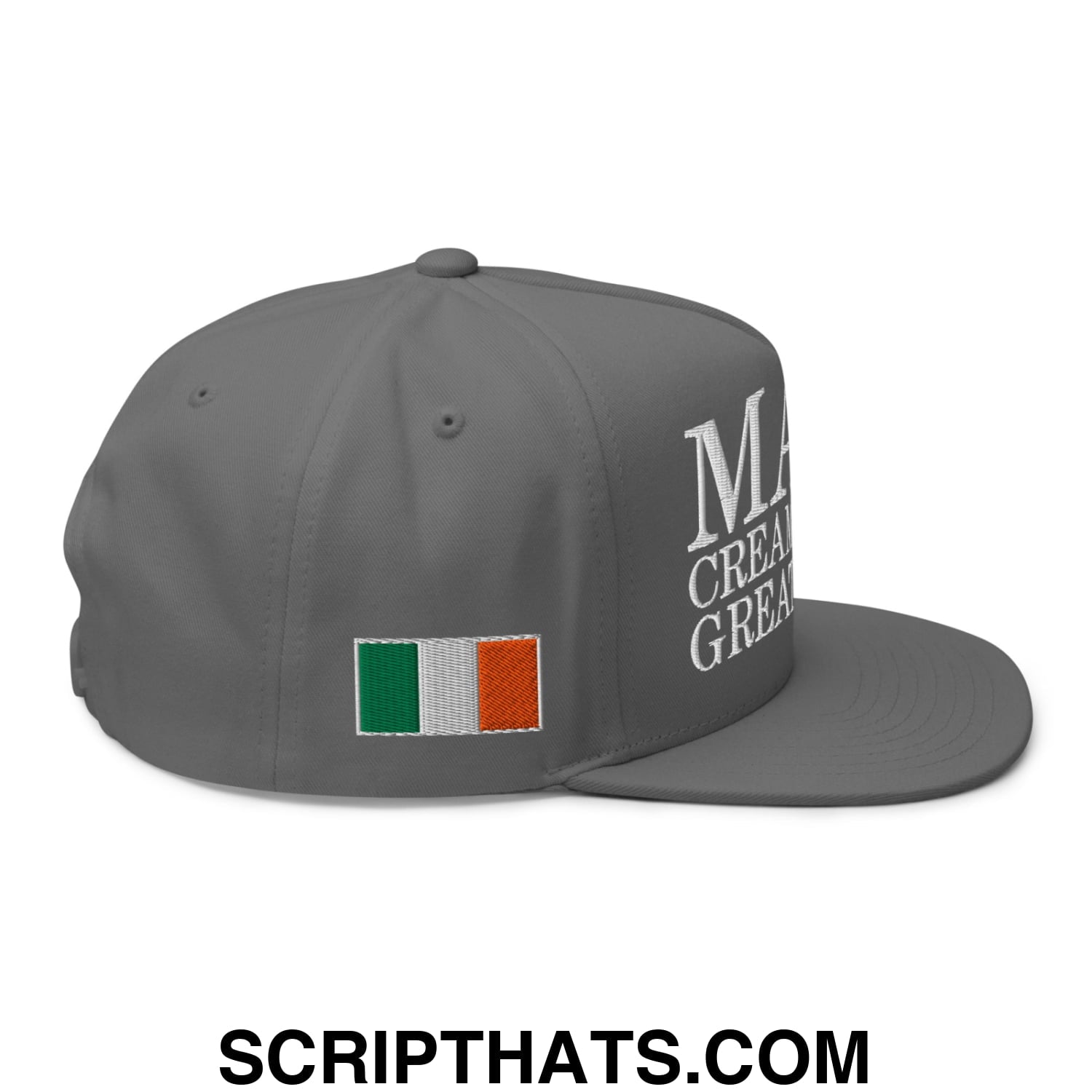Make Creamy Pints Great Again Embroidered Flat Bill Brim 5 Panel Snapback Hat Grey