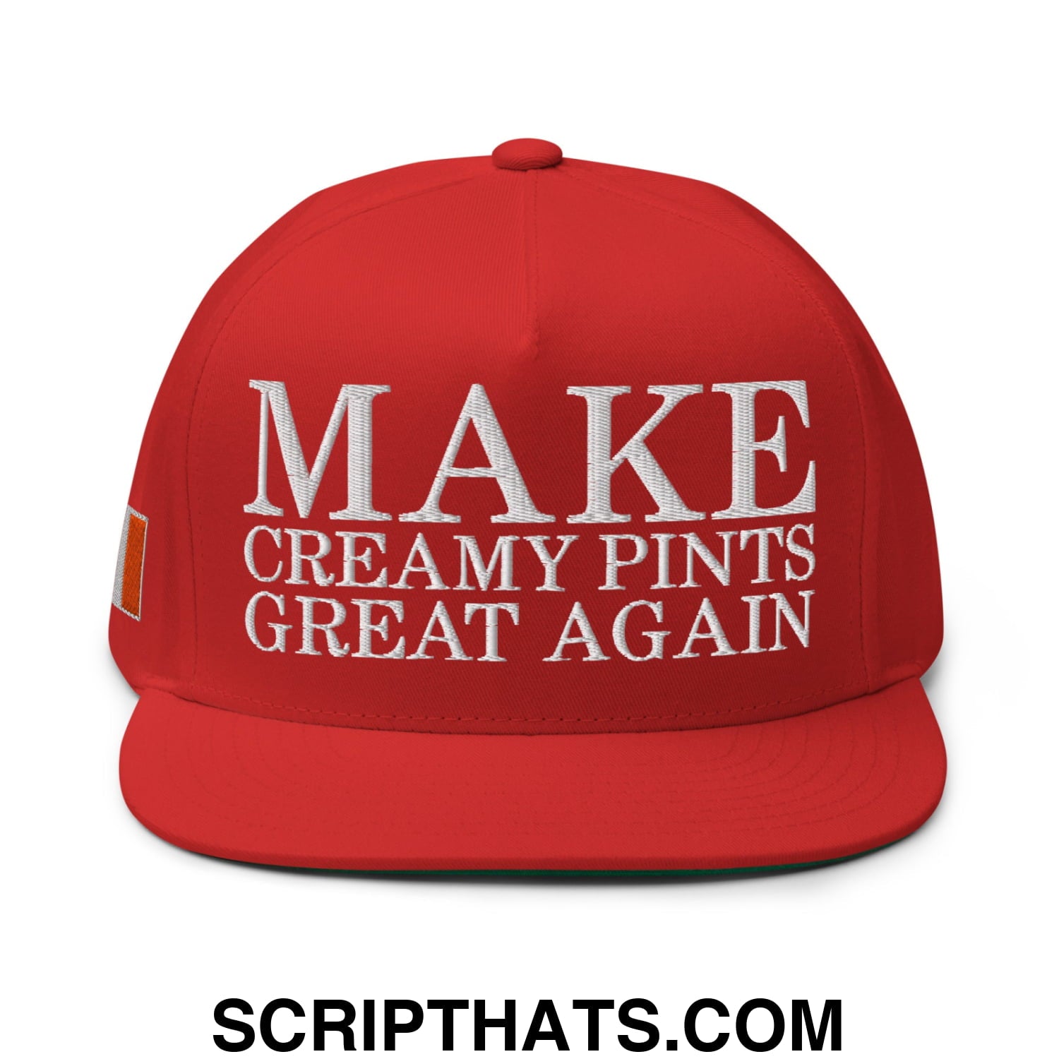 Make Creamy Pints Great Again Embroidered Flat Bill Brim 5 Panel Snapback Hat Red
