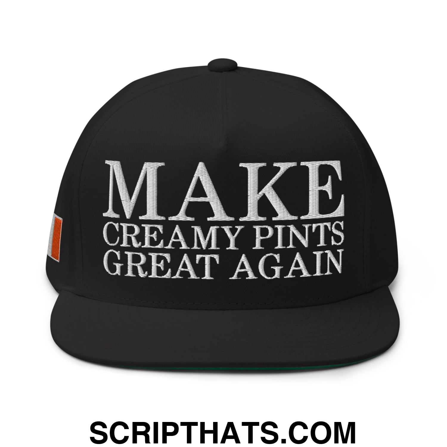 Make Creamy Pints Great Again Embroidered Flat Bill Brim 5 Panel Snapback Hat Black