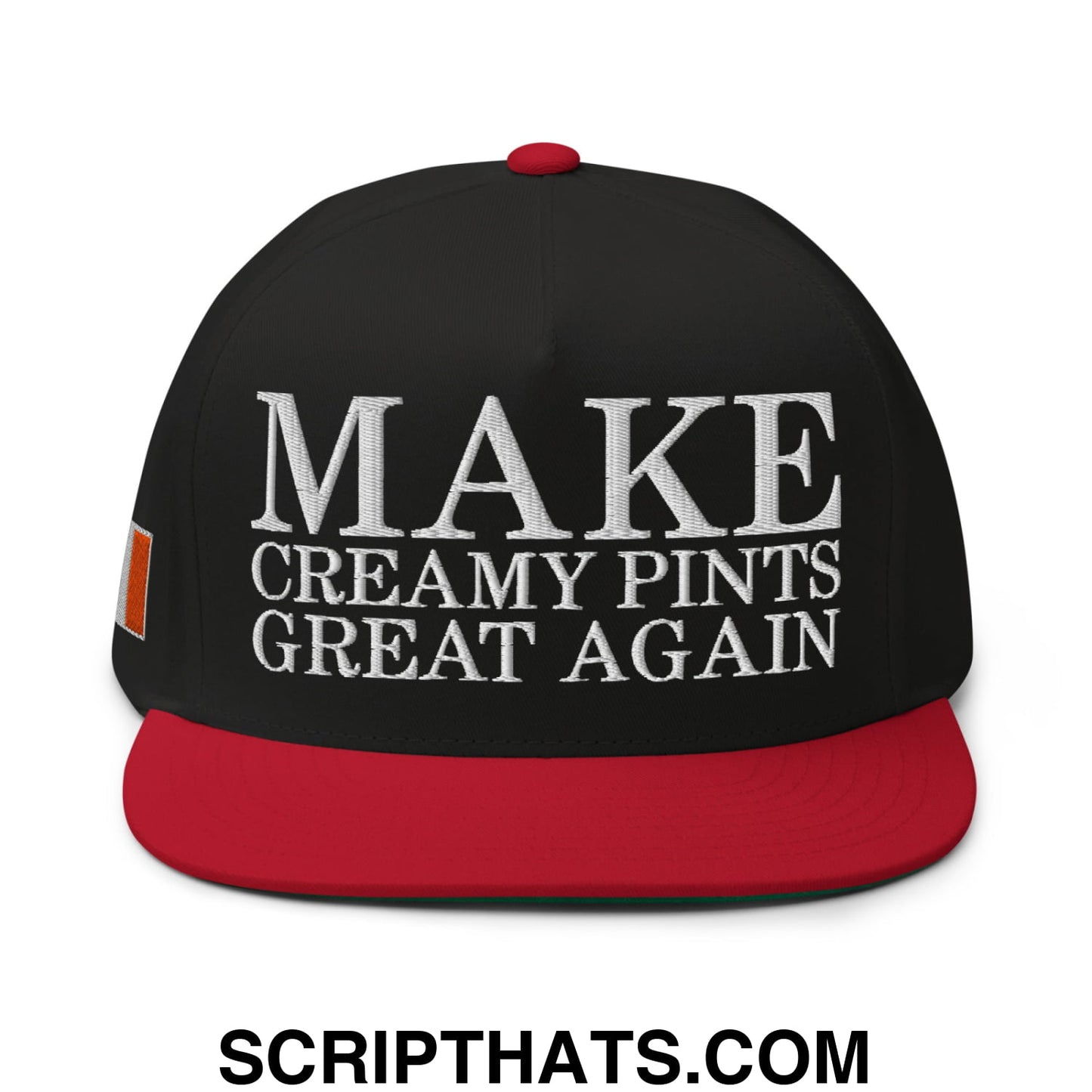Make Creamy Pints Great Again Embroidered Flat Bill Brim 5 Panel Snapback Hat Black Red