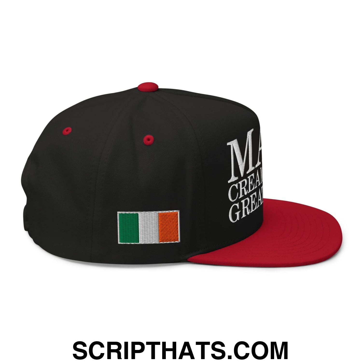 Make Creamy Pints Great Again Embroidered Flat Bill Brim 5 Panel Snapback Hat Black Red