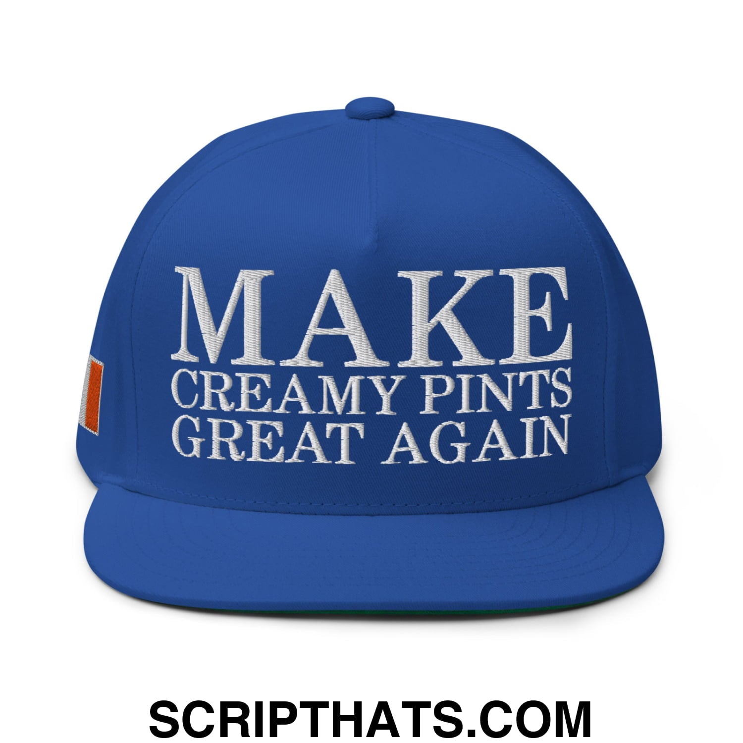 Make Creamy Pints Great Again Embroidered Flat Bill Brim 5 Panel Snapback Hat Royal Blue