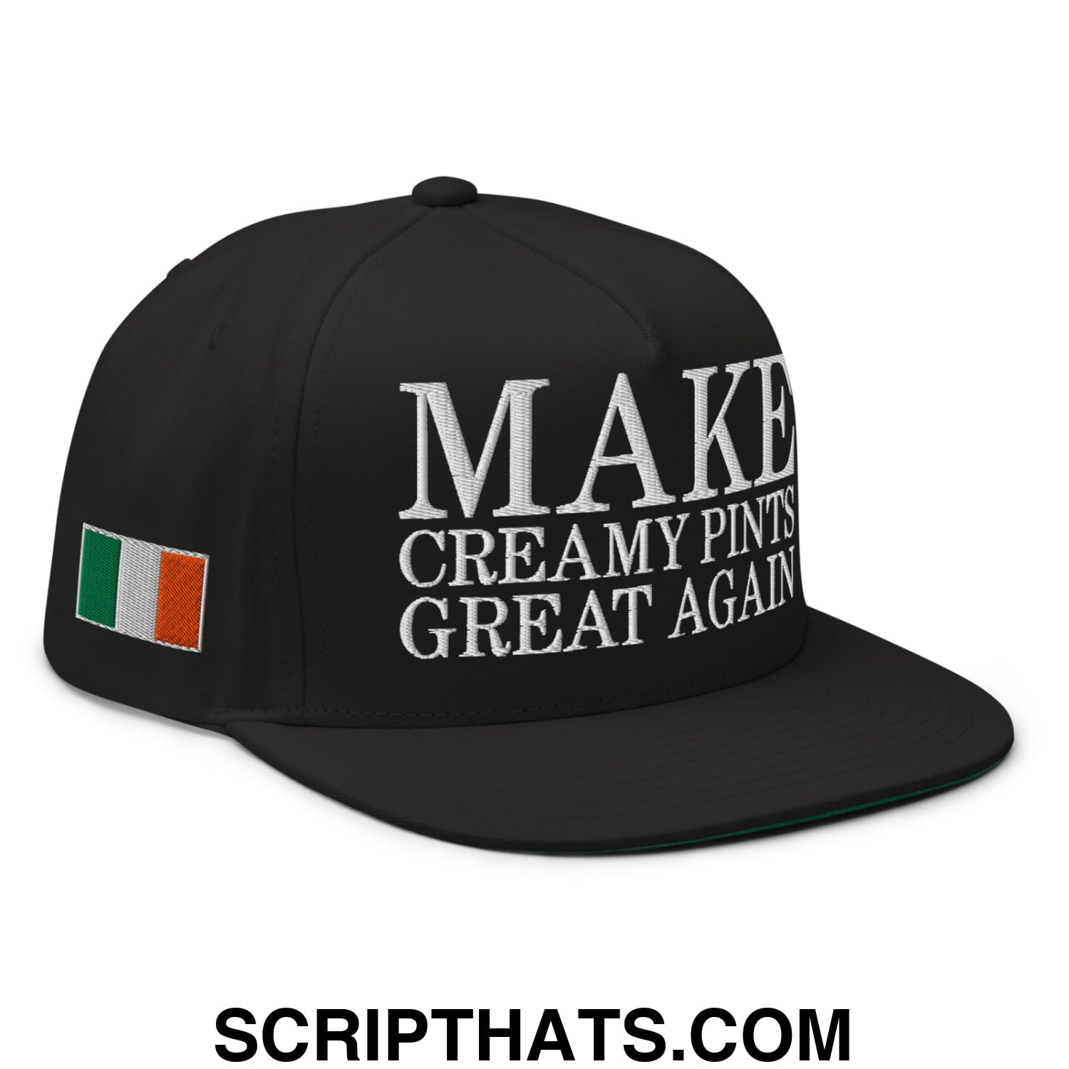Make Creamy Pints Great Again Embroidered Flat Bill Brim 5 Panel Snapback Hat Black