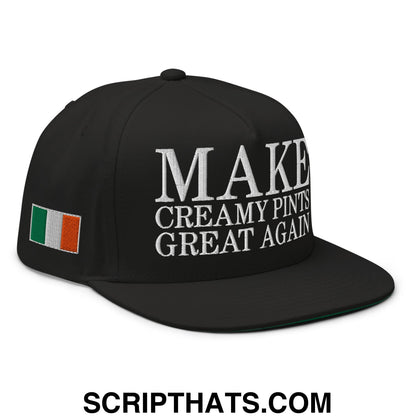 Make Creamy Pints Great Again Embroidered Flat Bill Brim 5 Panel Snapback Hat Black