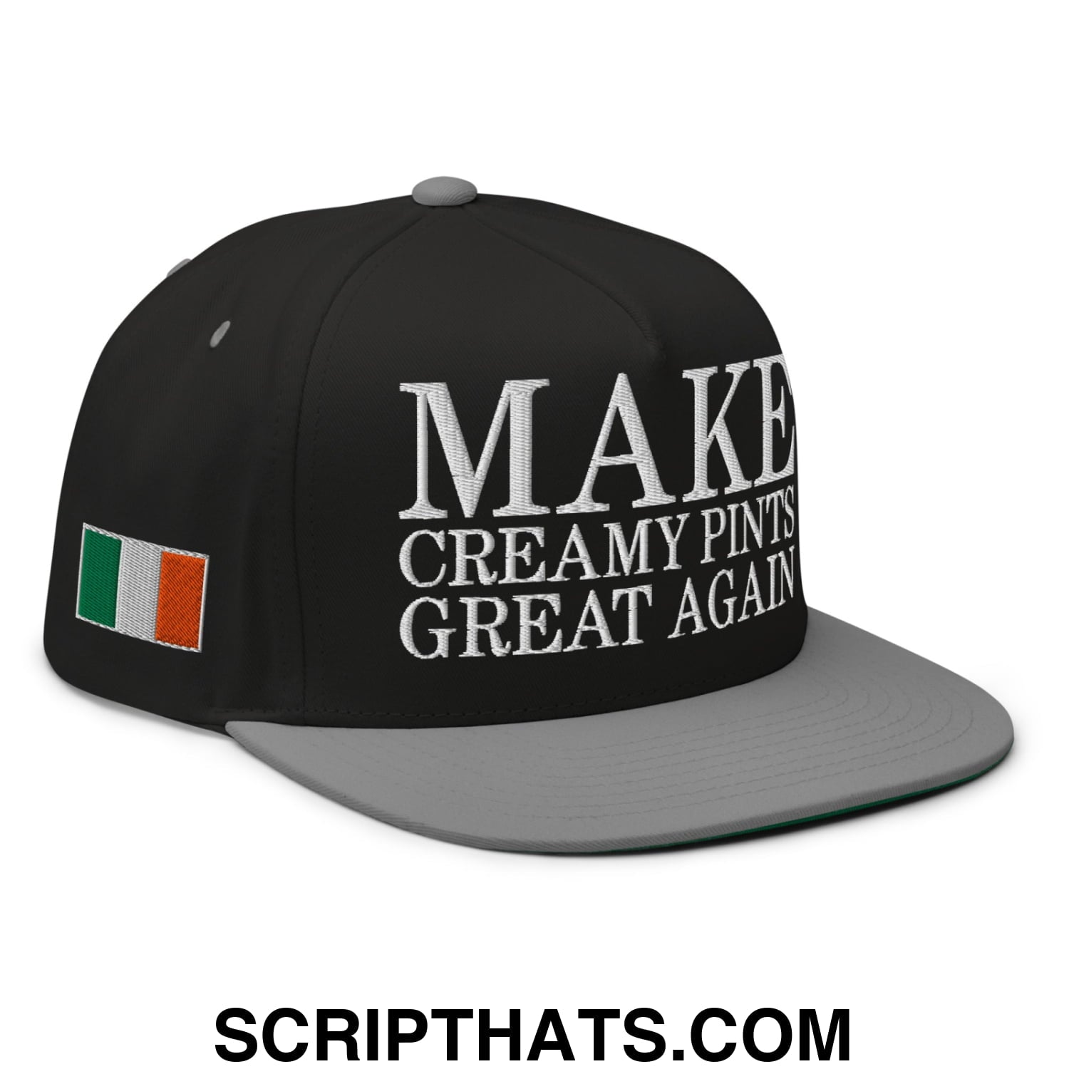 Make Creamy Pints Great Again Embroidered Flat Bill Brim 5 Panel Snapback Hat Black Grey